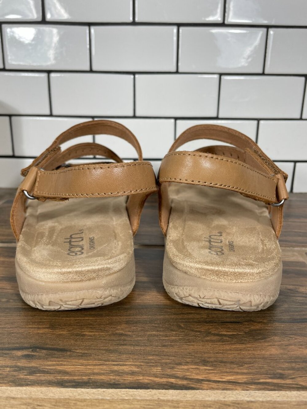 Earth Origins Serenta Shoes Womens 10 Wide Medium Brown Leather Strappy Sandal - Picture 4 of 12